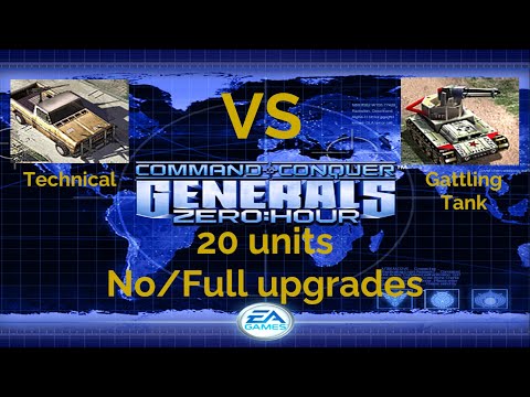 Command & Conquer Generals Zero Hour 20 Technicals VS Gattling Tanks
