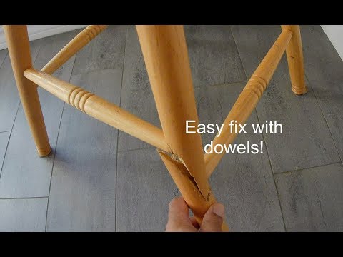 Quick broken chair leg repair and fix with dowels