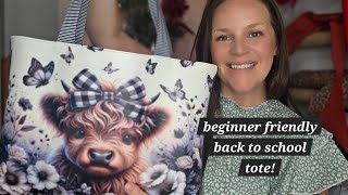 Beginner friendly Back to School Tote 🎉 Join me as we sew up the cutest panel into a perfect tote!