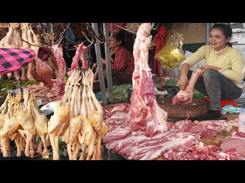 Cambodian Food Market Scenes, Tuol Pong Ro Market Morning Scenes September 2020