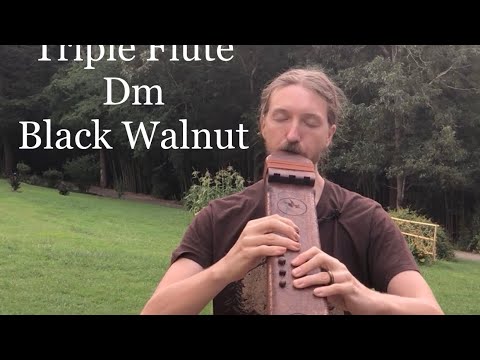 Native American Style Triple Flute - Black Walnut Dm- Elemental Flutes