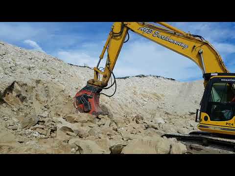 Maxbrio Vibro Ripper brought to you by Robur Attachments hard at work at a Limestone Quarry.
