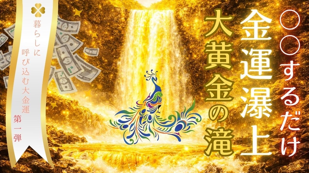 【暮らしに呼び込む大金運】第一弾　話題の金運アップ体感　見るだけで金運大洪水！大金運の滝の黄金エネルギーとサブリミナル音源　金運の波と波動　見た瞬間から金運爆上がり確定!!