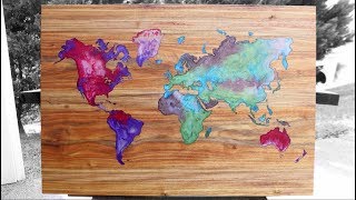 Resin & Wood - World Map wall art - DIY Woodworking