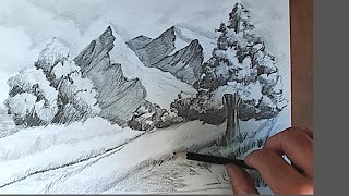 How to Draw Mountains Landscape with Pencil Step by Step and Easy