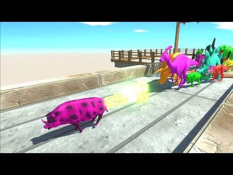 Race who can eat the pink pig #1| Animal Revolt Battle Simulator