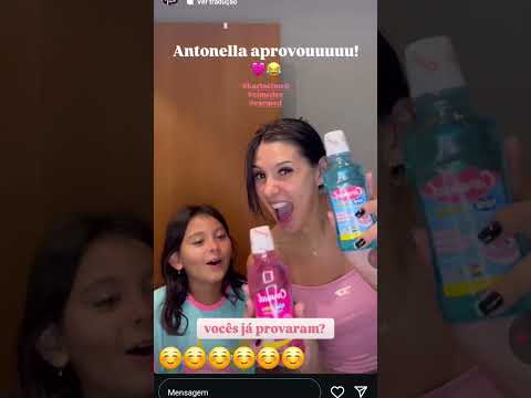 Ana castela e sua irmã antonella provam pasta de dente e enxaguante bocal da fino carmes