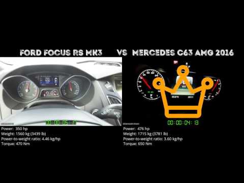 Ford Focus RS MK3 vs Mercedes C63 AMG 2016 // 0-100 km/h