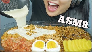 ASMR CHEESY NOODLE FEAST (Spicy Fire + Carnonara + Jjajangmyeon) EATING SOUNDS NO TALKING | SAS-ASMR
