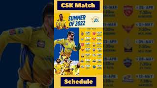CSK Match Schedule IPL 2022  | Chennai super kings #shorts #ipl #csk