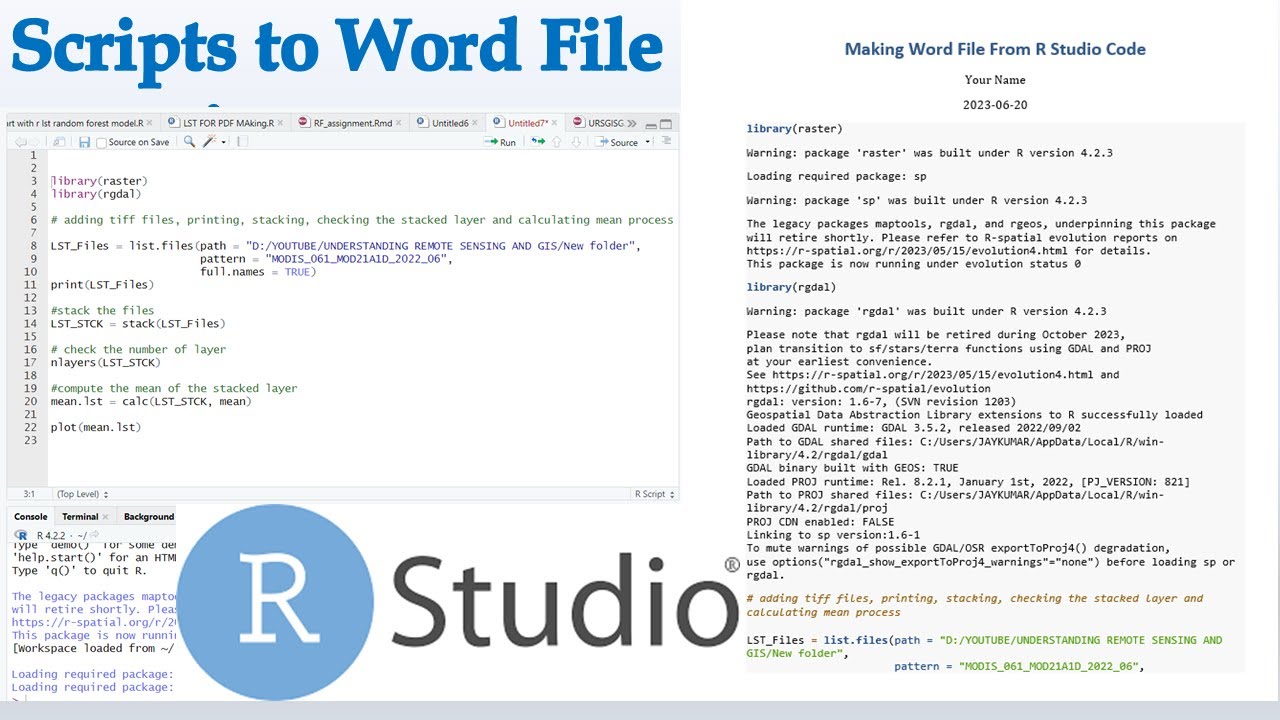Scripts to Words Conversion || URSGISG || R markdown || Make PDF from R Scripts || code to pdf ||