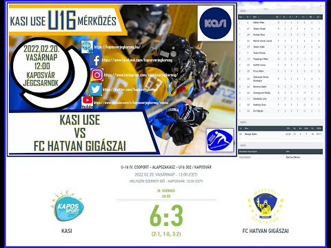 U16 KASI USE - FC HATVAN GIGÁSZAI Jégkorong Mérkőzés Highlights 2022.02.20.