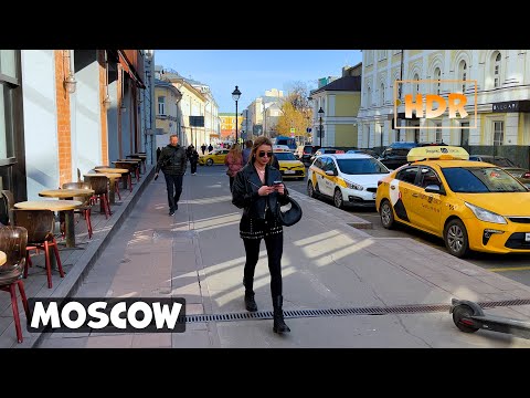 PRIMAVERA MOSCOVO 🇷🇺 Caminhe pela rua Bolshaya Nikitskaya - ⁴ᴷ [HDR]