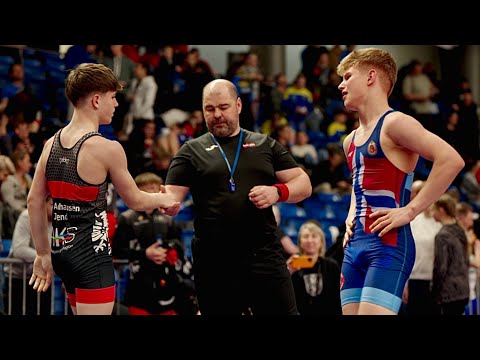 U15 Wladislav Melnikov (GER) vs Slava Ivanov (NOR) 62kg. Greco-r boys youth wrestling tournament.