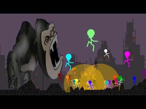 Stickman Run Escape from angry Kong - Survival Race in Algodoo (sTICKMAN Algodoo) marble race