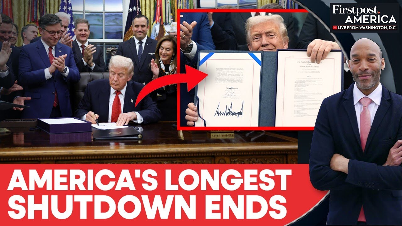 Trump Signs Spending Bill to End Longest-Ever US Government Shutdown | Firstpost America | N18G  