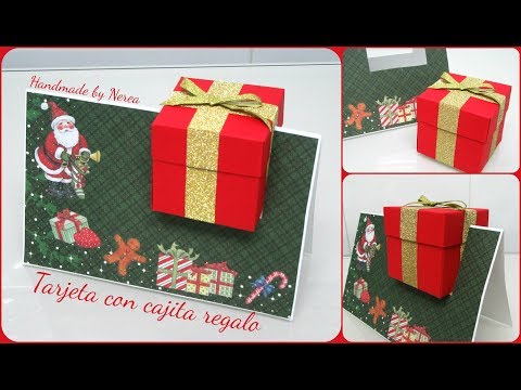Tarjeta navideña con cajita en forma de regalo (Fácil)