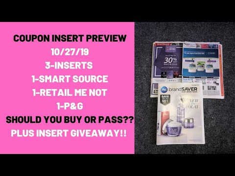 EARLY COUPON INSERT PREVIEW FOR10/27/19|3 INSERTS 1-SS 1-RMN 1-P&G|PLUS INSERT GIVEAWAY ENTER TO WIN Video