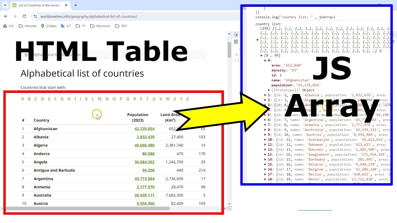 Convert HTML Table to a JavaScript Object or Array