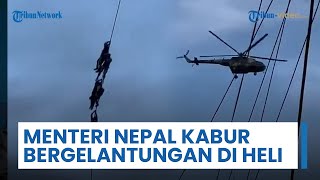 Ketakutan Dikepung Massa, Sejumlah Pejabat Tampak Bergelantungan di Langit, Kabur Pakai Helikopter