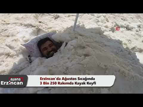 Erzincan'da Ağustos Sıcağında 3 Bin 250 Rakımda Kayak Keyfi