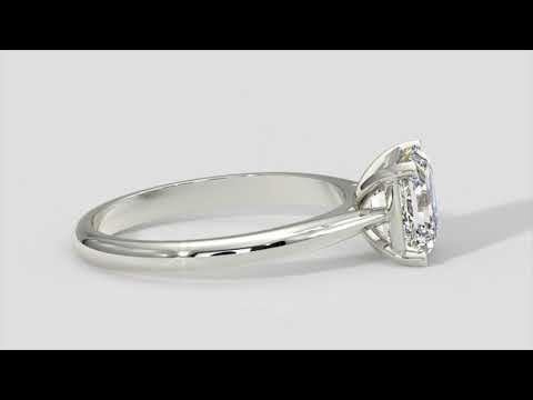 Tapering Cathedral Asscher Diamond Solitaire Engagement Ring In 18k White Gold