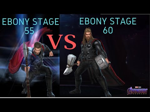 T3 Thor vs WBU Ebony Maw (Infinity War vs Endgame Uniforms) comparison - Marvel Future Fight
