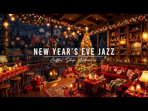 New Year's Eve Ambience 🎉 Cozy Winter Coffee Shop with Smooth Piano Jazz Music & Fireworks to Relax