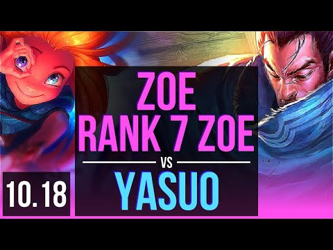 ZOE vs YASUO (MID) | Rank 7 Zoe, KDA 6/2/11, 66% winrate | KR Challenger | v10.18