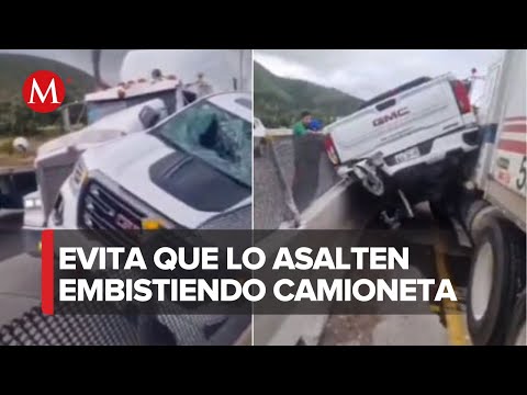 Conductor de tráiler embiste a delincuentes y evita asalto en autopista Arco Norte
