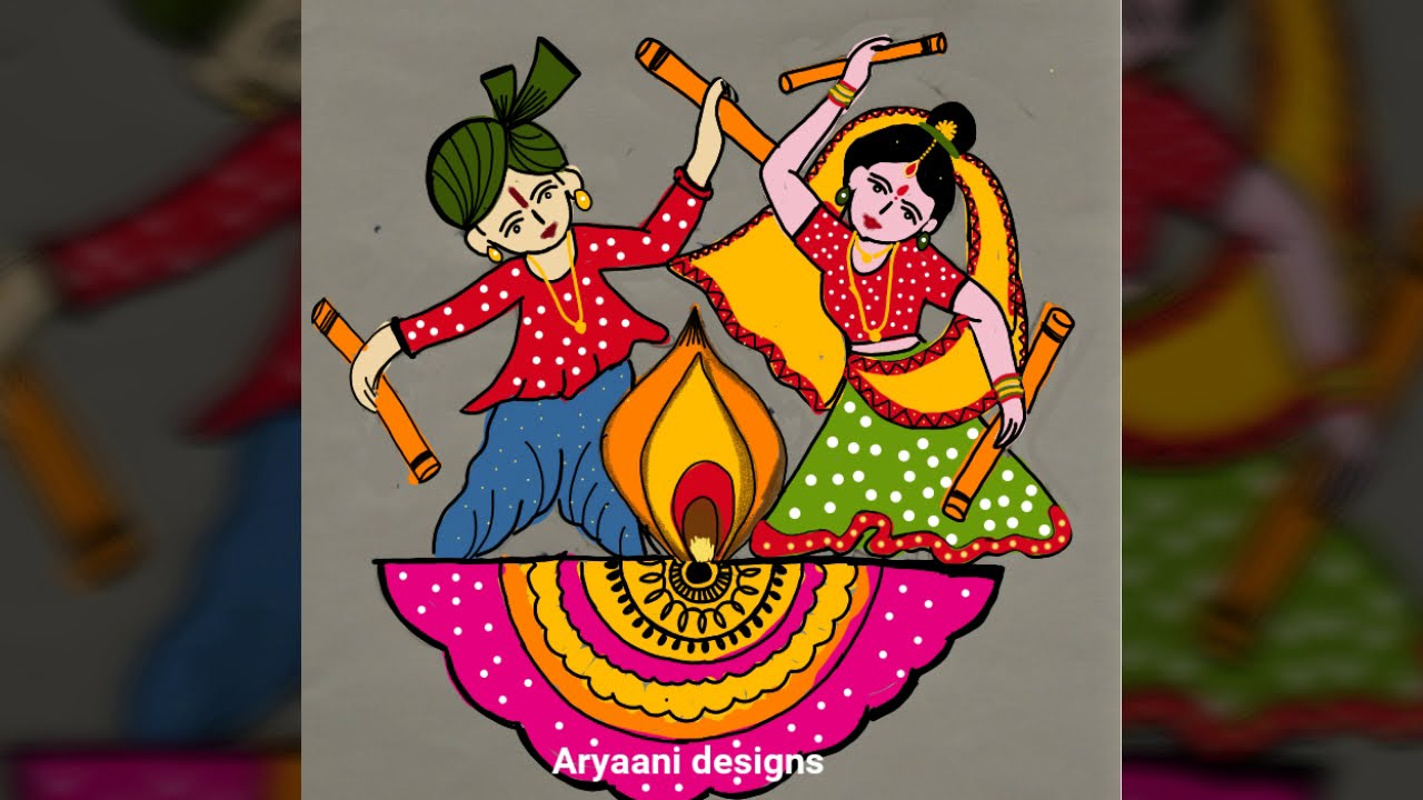 dotted muggulu rangoli design for navaratri 9 to 5 dots by aryaani designs