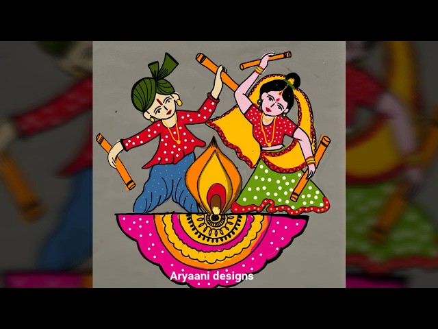 Dotted muggulu rangoli design for navaratri 9 to 5 dots by aryaani designs