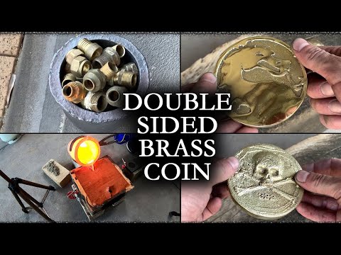 Casting A HUGE Double Sided Brass Dragon/Skull Coin - Melting Scrap Brass At Home