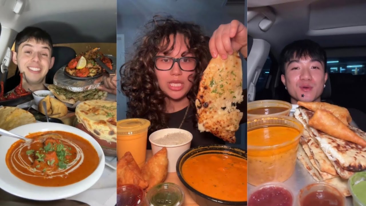 TIKTOK INDIAN FOOD MUKBANG COMPILATION🔥 | BUTTER CHICKEN, SAMOSA & MORE 