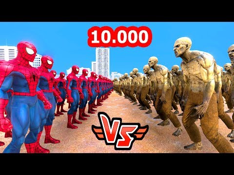 10.000 Spider-Man vs 10.000 Zombie 😱 Super Heroes