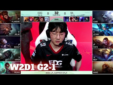 EDG vs RA - Game 1 | Week 2 Day 1 LPL Summer 2021 | Edward Gaming vs Rare Atom G1