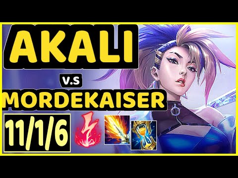 AKALI vs MORDEKAISER - 11/1/6 KDA MID GAMEPLAY - NA Ranked MASTER