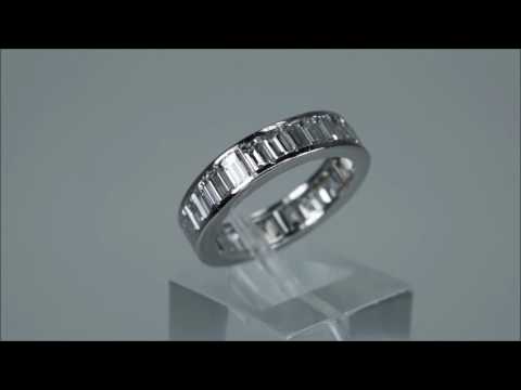 Diamond Baguette Eternity Anniversary Band 18K White Gold 3.00 ct sz 5.75