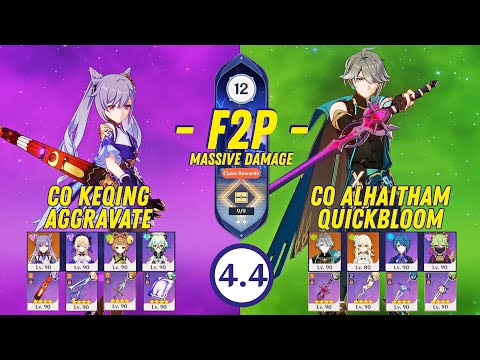 F2P Abyss 4.5 - C0 Keqing Aggravate & C0 Alhaitham Quickbloom
