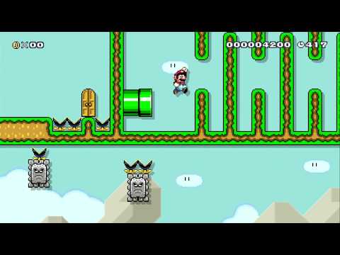 Thwomp's 3 Paths... by Nick - SUPER MARIO MAKER - NO COMMENTARY 1ax