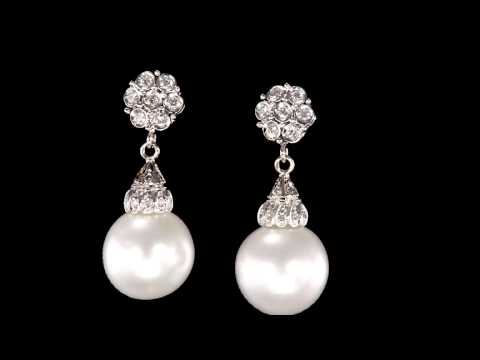 Hartley Diamond Pearl Drop Earrings - Adorn Brides - Adorn.com