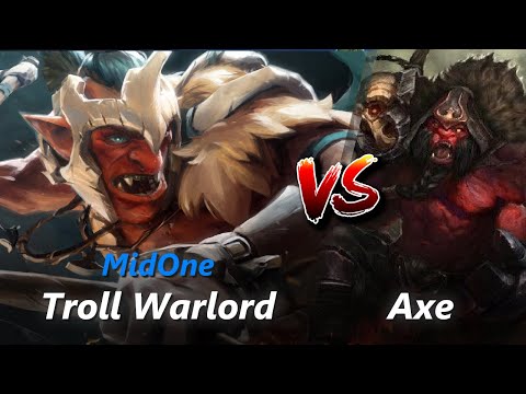 MidOne safelane Troll Warlord vs Axe/Skywrath Mage | First 10 minutes