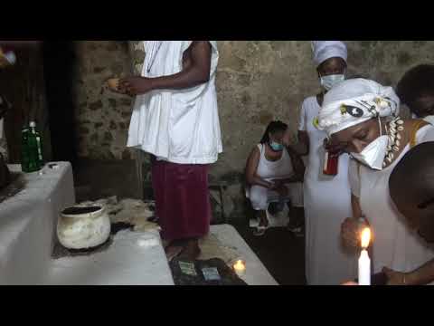 Libations in the Male Dungeons at Cape Coast African Holocaust Dungeons - Ghana Dec 2020 Tour