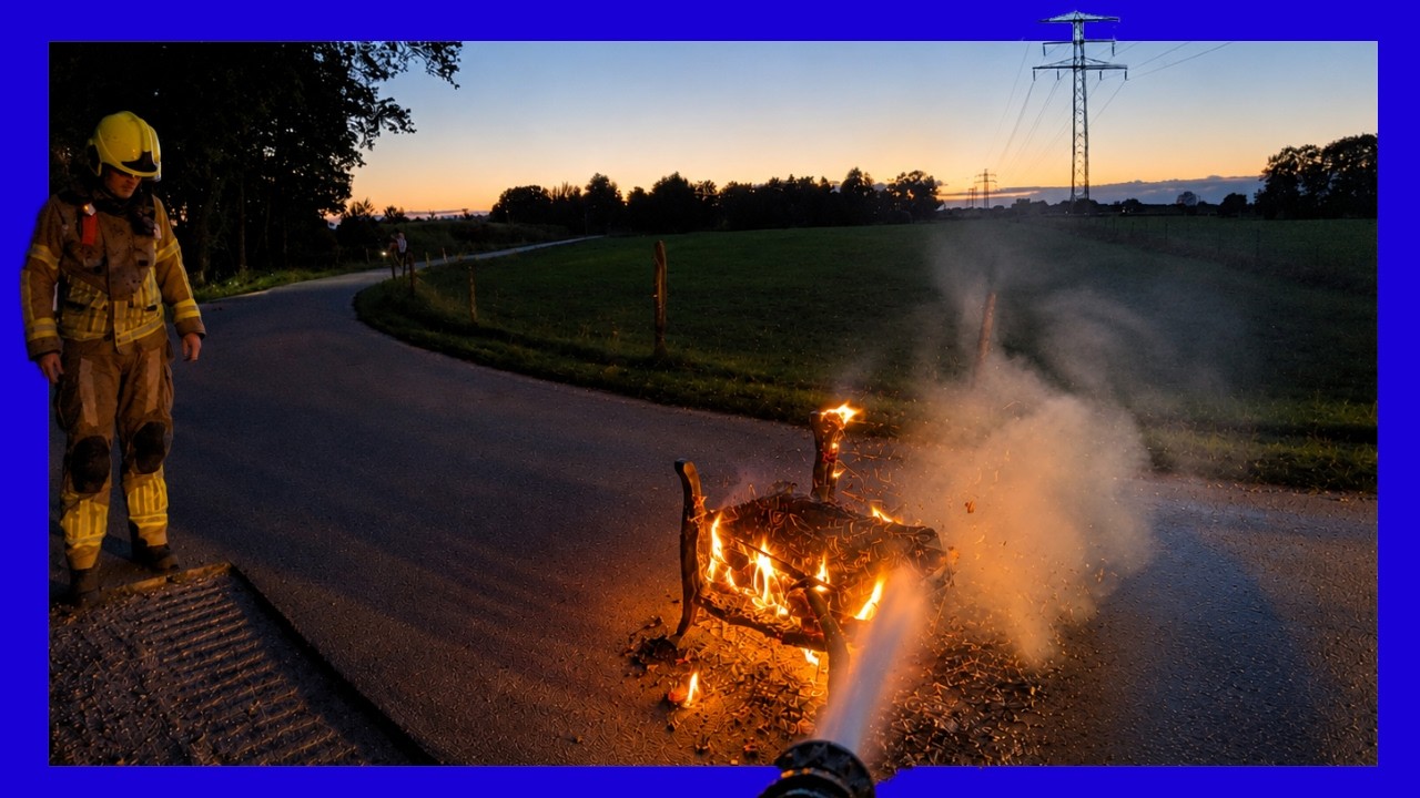 🔥 Stoel midden op de weg in brand… hoe komt die daar?! 🪑🚒