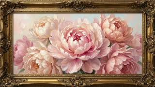 Pink Peony Bouquet Painting  Floral TV Art for Home Decor  Soft Romantic Ambience 2 Hours