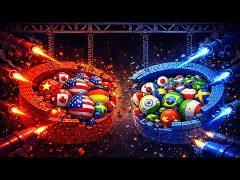 Worldwide Team Competition #7 - Marble Race Countries in Algodoo