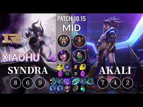 RNG Xiaohu Syndra vs Akali Mid - KR Patch 10.15
