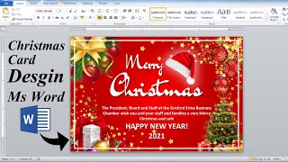 Word Tutorial:- Merry Christmas Card Design in Ms word | Ms word Design ||