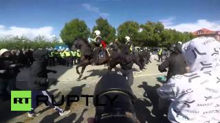 Sweden: Watch Swedish police cavalry charge into protesters