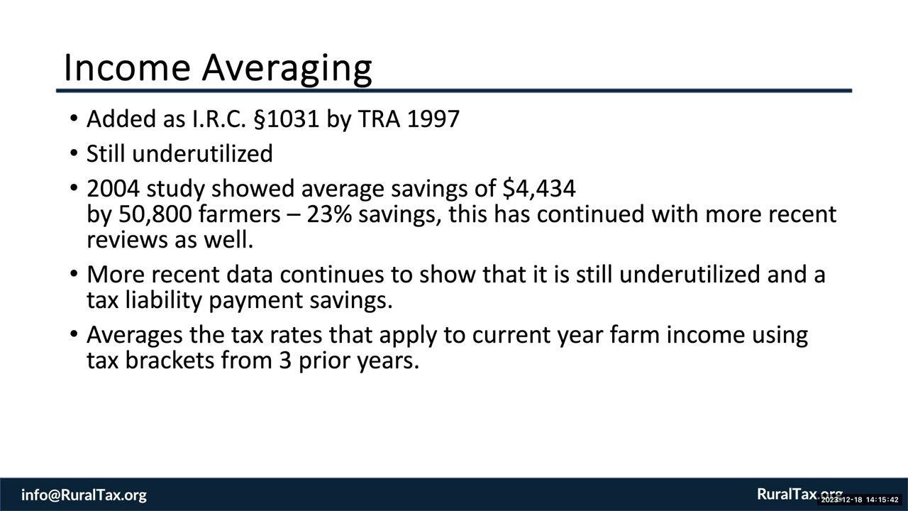 Income Averaging Benefits for Agricultural Operations